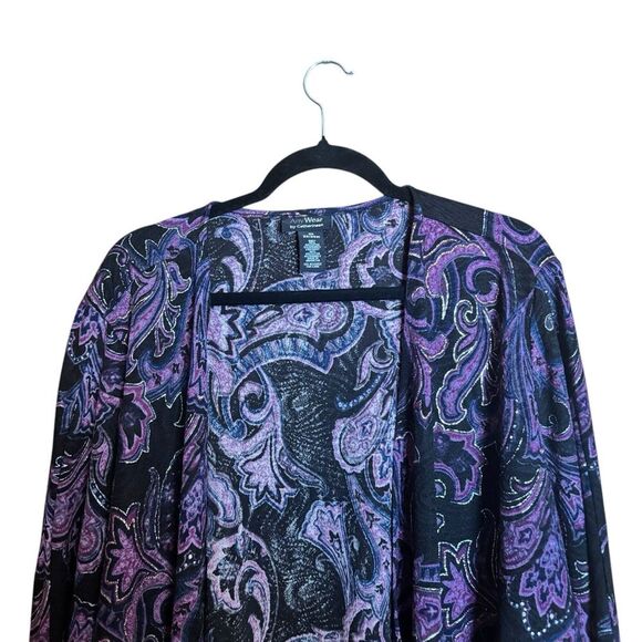 Any Wear Catherines Open Cardigan 2X 22 24W Multicolor Paisley Artsy Art To Wear - Picture 2 of 8